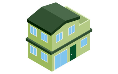 Rental Property: Building (detached single-family house), isometric illustration