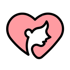 Female Icon With Line Flat Color Style