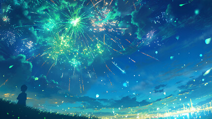 celebration firework light up the sky