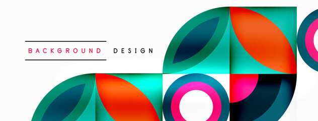 Fototapeta premium An electrifying mix of circles and squares in vibrant tints and shades like electric blue and magenta, creating a playful pattern on a colorful background. Perfect for art, games, logos