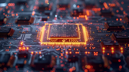 Quantum Computer Concept with CPU Processor, Quantum Technology, Future Computing, Advanced Information Processing, Generative Ai

