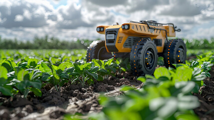 Robotic Agriculture Concept, Futuristic Farming with AI Technology, Smart Farming Innovation, Generative Ai

