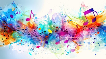colorful background with musical notes, abstract music background  