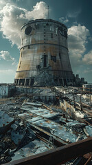 Haunting Remnants of a Bygone Nuclear Era:Abandoned Test Site with Crumbling Structures and Decontaminated Landscapes