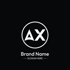  AX Letter Logo Design. Black Background.