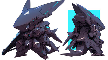 futuristic 3d shark mecha costume