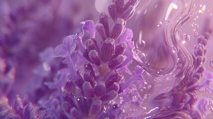 Lavender Bloom Bliss: Wavy textures in extreme macro reveal the tranquil essence of a slow-blooming lavender flower.