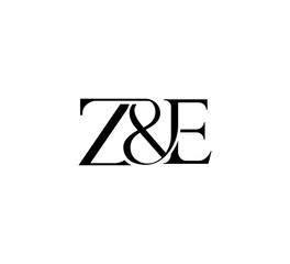 Initial Letter Logo. Logotype design. Simple Luxury Black Flat Vector ZE