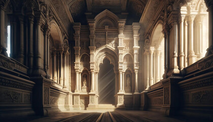 Fototapeta premium 4K wallpapers of ancient architecture with beautiful details and perfect shadows.