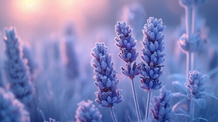 Lavender blooms beneath the frozen surface of a secluded oasis, creating a captivating contrast...