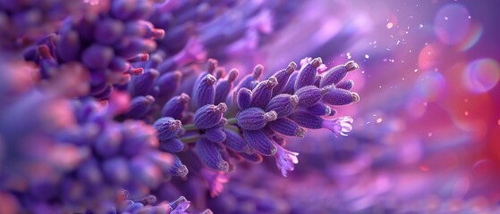 Lavender Spin: Close-up shot of a lavender blossom with its petals arranged in a dynamic spinning...