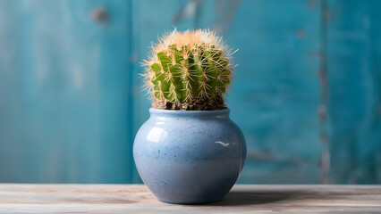 A stunning close-up photograph of a desert cactus thriving in a modern, minimalist glass vase. Generative AI