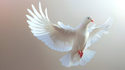 White Pigeon Flying Isolated on Transparent Background, Freedom and Peace Symbol, Bird in Flight, Generative Ai

