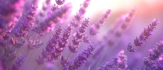 Lavender Zenith: Extreme macro shot capturing the lavender flower at the peak of its bloom,...