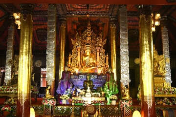 Inside the Wat Nantaram temple is a golden teak Buddha image. Name of Buddha Metta It is a Buddha image. Carved entirely from large golden teak wood. 