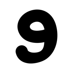 black number 9 hand drawn font