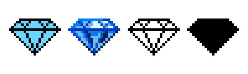 Diamond icon vector. diamond gems 8 bit 16 bit retro game
