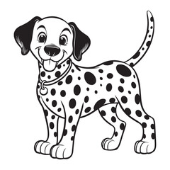 Fototapeta premium Line art of playful dalmatian dog cartoon vector