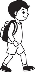 Boy with backpack go to school coloring page back to school concept illustration