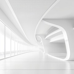 Abstract Architecture modern design. White contemporary and minimalist architecture building with empty interior, empty floor area isolated on white background  