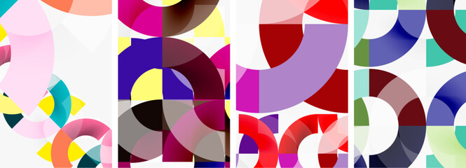 Obraz premium Set of circle lines poster backgrounds. Vector illustration For Wallpaper, Banner, Background, Card, Book Illustration, landing page