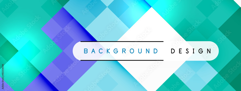 Wall mural an electric blue and aqua background design with squares in parallel symmetry, featuring triangles a