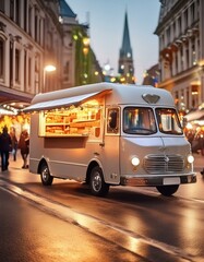 Fototapeta premium Rolling Gastronomy: Festival Food Truck Frenzy