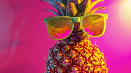 Pineapple and retro cassette fusion, colorful structured patterns, pop art style, lively and...