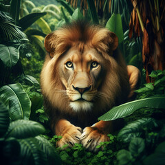 lion in the jungle