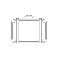 Hand drawn kids drawing cartoon Vector illustration leather suitcase icon Isolated on White