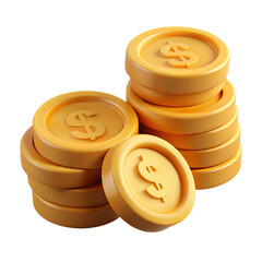 3d style illustration of money coins isolated on white background