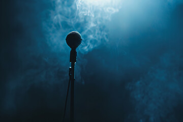 microphone on blue background