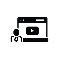 Black solid icon for online video