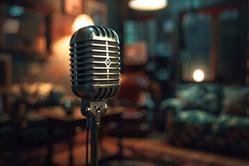 retro microphone on stage