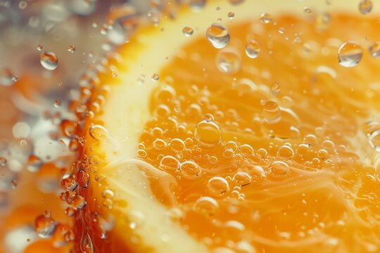 a piece of orange and a drop of water