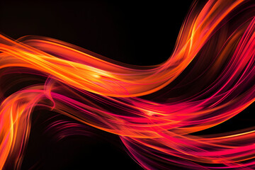 Bold neon swirls in red and orange blending seamlessly on black background. Vibrant neon artwork.