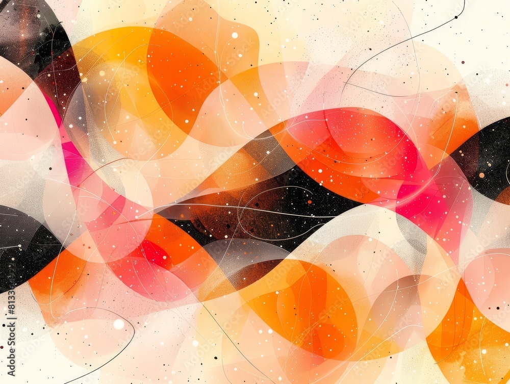 Poster creating a trendy and innovative layout with unique asymmetrical shapes and soft gradients in abstra