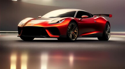 Modern sports car running on asphalt road. Daylight. 3d rendering. - Powered by Adobe