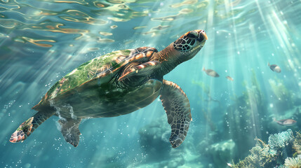Fototapeta premium turtle swimming in water