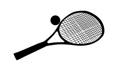 silhouette of tennis racket and ball