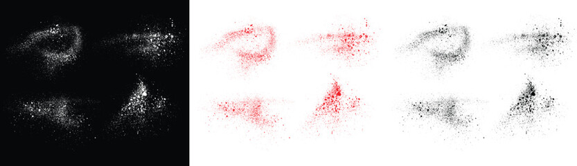 Abstract brush stroke banner design. Ink brush stroke set of black, white and red color blood vector design