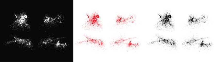Paint brush stroke. Paint blood black, white and red color splash illustration template set
