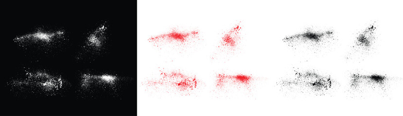 Abstract texture brush stroke. Grunge texture black, white and red color blood splatter bloodstain brush stroke template set