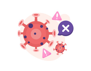 x disease concept. be careful with disease x. mysterious infectious disease. illustration of bacteria or virus with warning symbol and cross. illustration concept design. graphic elements