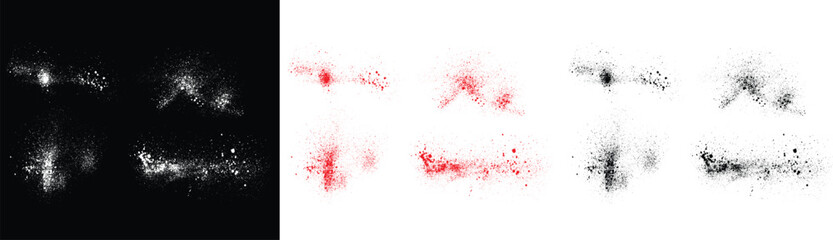 Hand-painted splatter grunge brush background. Distressed black, white and red color splatter vector ink banner background set