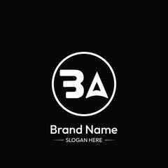 BA Letter Logo Design. Black Background.