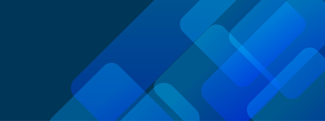 Obraz premium Abstract blue geometric shape banner background. Modern geometric overlap layers effect. Minimal geometric modern futuristic concept background. Cover, banner, business, presentation