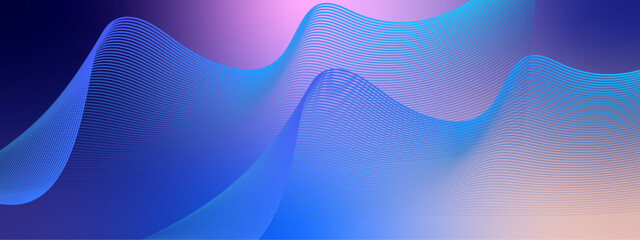 Wavy glowing gradient technology particles lines mesh background. Abstract technology particles gradient flowing dynamic wave lines background. Futuristic technology concept. Vector illustration