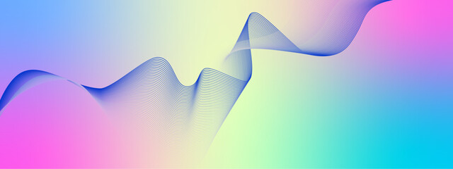 Wavy glowing gradient technology particles lines mesh background. Futuristic technology concept. Vector illustration