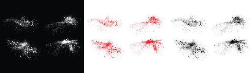 Smear ink vector brush stroke. Set of splatter  black, white and red color isolated vector brushstroke background
